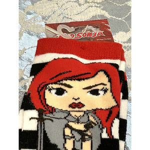 NWT Red Sonja She Devil Two Pairs of Red and Black Knee High Socks in One Size